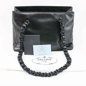 Prada Classic Nappa Chain/Leather Woven Strap Bag
